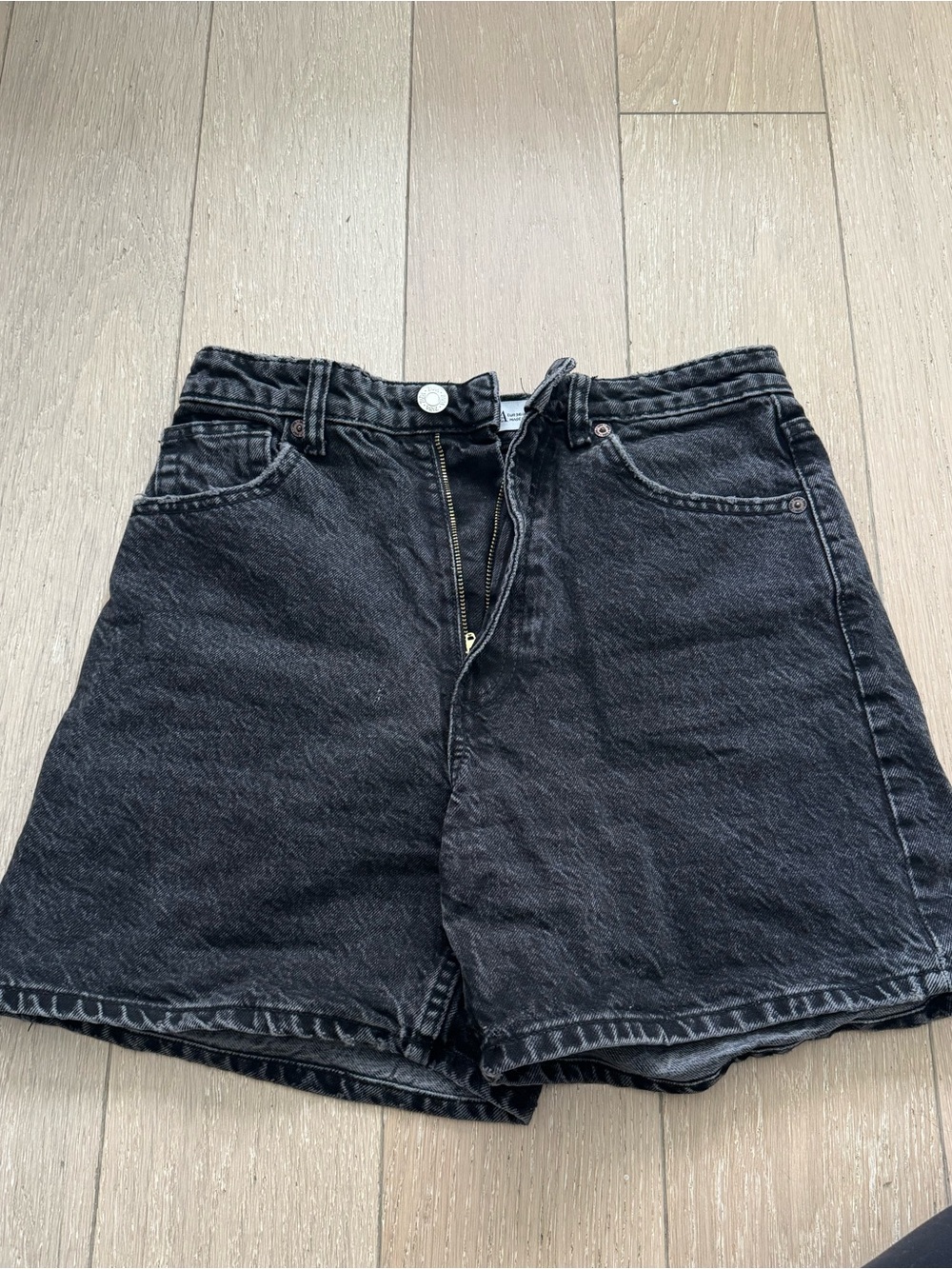 Zara Black High-Waist Denim Shorts
